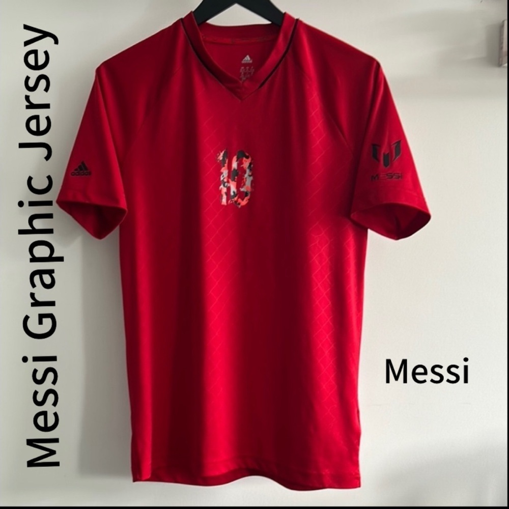 Red Messi Graphic Jersey Top